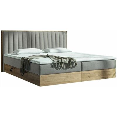 Cama doble Cleveland 176 - Tapizado en cuero y almacenamiento Cama doble Cleveland 176 - Tapizado en cuero y almacenamiento