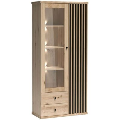 MUEBLES Stanton H101 - Negro, Roble Artesano, 2 Puertas, 2 Cajones - Vitrina MUEBLES Stanton H101 - Negro, Roble Artesano, 2 Puertas, 2 Cajones - Vitrina