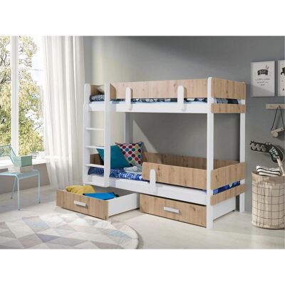 MUEBLES Dvoupatrová postel 143 - Dvoupatrové, Světle hnědá, 80x180 - Typ postele MUEBLES Dvoupatrová postel 143 - Dvoupatrové, Světle hnědá, 80x180 - Typ postele
