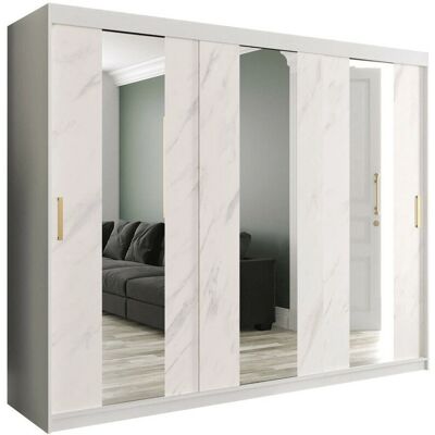 MUEBLES Hartford 245 Posuvná skříň Mramor bílý MUEBLES Hartford 245 Posuvná skříň Mramor bílý