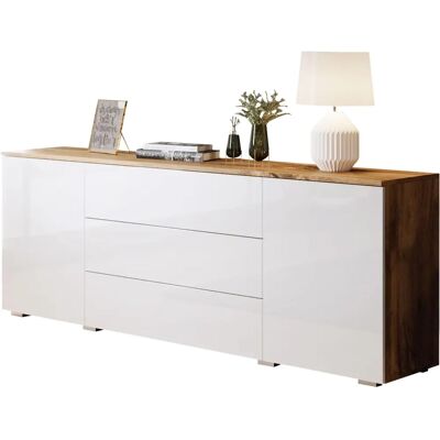 Muebles Sarasota 129 Roble wotan Blanco brillante - cómoda Muebles Sarasota 129 Roble wotan Blanco brillante - cómoda