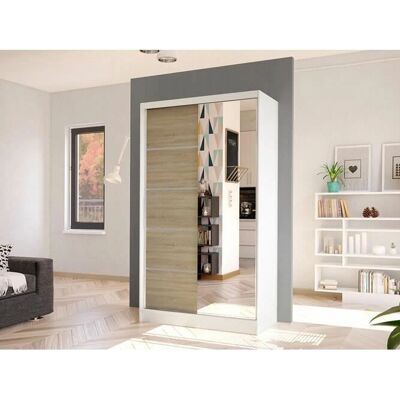 Armario Atlanta - Roble Sonoma, Blanco, Puertas correderas Armario Atlanta - Roble Sonoma, Blanco, Puertas correderas