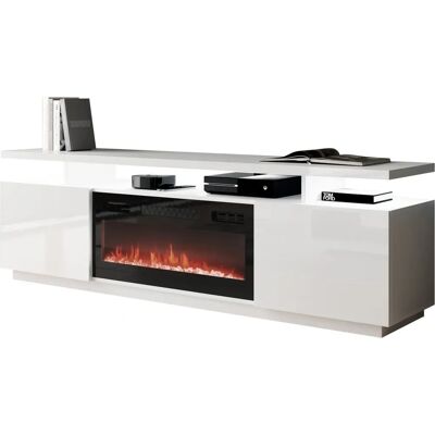 Mueble TV Charlotte 151 - Blanco Brillante, Vidrio Templado, LED Mueble TV Charlotte 151 - Blanco Brillante, Vidrio Templado, LED