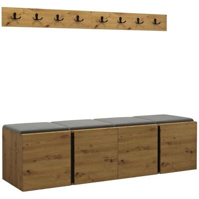 MUEBLES Hartford 276 - Conjunto pasillo, 168x46cm, Roble MUEBLES Hartford 276 - Conjunto pasillo, 168x46cm, Roble