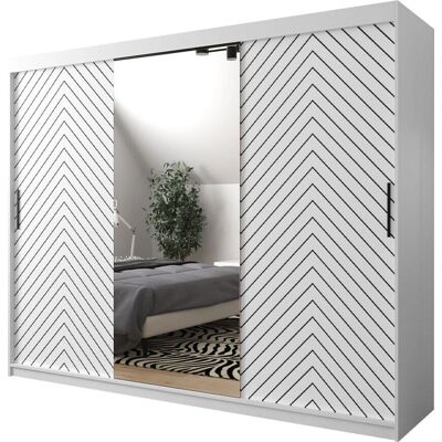 MUEBLES Hartford 317 - Bílá Černá 9 Polic Šatní skříň MUEBLES Hartford 317 - Bílá Černá 9 Polic Šatní skříň