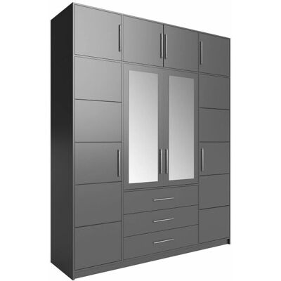 MUEBLES A137 Armario Grafito - 8 Estantes y Espejo MUEBLES A137 Armario Grafito - 8 Estantes y Espejo