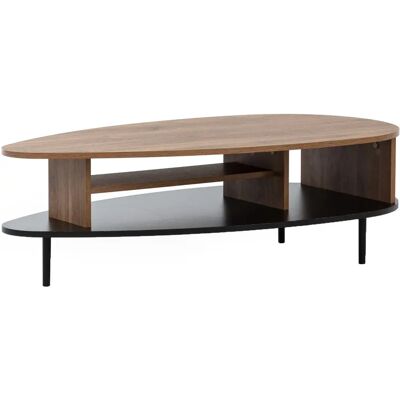 MUEBLES Providence 159 - Oválný konferenční stolek Tmavé dubové a černé MUEBLES Providence 159 - Oválný konferenční stolek Tmavé dubové a černé