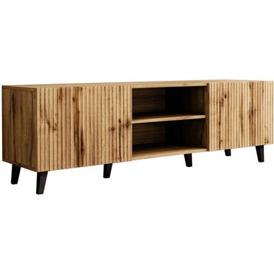Mueble TV Charlotte J103 - Roble wotan, Negro, Con puertas Mueble TV Charlotte J103 - Roble wotan, Negro, Con puertas