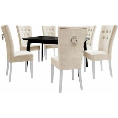 MOBILIER1 Conjunto de comedor Racine 144 Blanco Estilo moderno clásico MOBILIER1 Conjunto de comedor Racine 144 Blanco Estilo moderno clásico