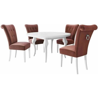 MUEBLES Racine 142 - Conjunto de comedor de terciopelo para 4 MUEBLES Racine 142 - Conjunto de comedor de terciopelo para 4