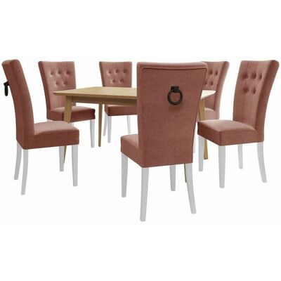 MOBILIER1 Racine 144 - Clásico moderno, Terciopelo, 6 asientos - Conjunto de comedor MOBILIER1 Racine 144 - Clásico moderno, Terciopelo, 6 asientos - Conjunto de comedor
