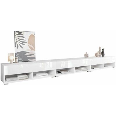 Muebles Sarasota 144 Mesa de TV - 3 Puertas, Blanco, Blanco brillante, 300x30x33cm Muebles Sarasota 144 Mesa de TV - 3 Puertas, Blanco, Blanco brillante, 300x30x33cm