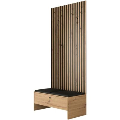 Conjunto de recibidor Hartford 321 - Roble Artesano, Negro, 206x85x44cm Conjunto de recibidor Hartford 321 - Roble Artesano, Negro, 206x85x44cm