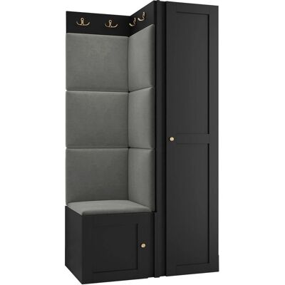 MUEBLES Hartford 381 Conjunto pasillo - Montado en la pared, 186x82x46cm, Negro MUEBLES Hartford 381 Conjunto pasillo - Montado en la pared, 186x82x46cm, Negro