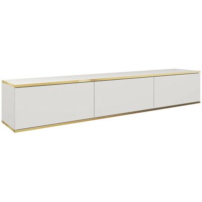 MUEBLES Lima 124 Mueble de TV - Blanco + Dorado - 3 Puertas MUEBLES Lima 124 Mueble de TV - Blanco + Dorado - 3 Puertas