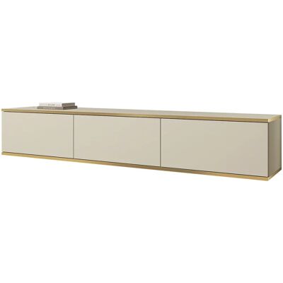 MUEBLES Lima 124 TV Nábytek - Krém & Zlato - 3 Dveře MUEBLES Lima 124 TV Nábytek - Krém & Zlato - 3 Dveře