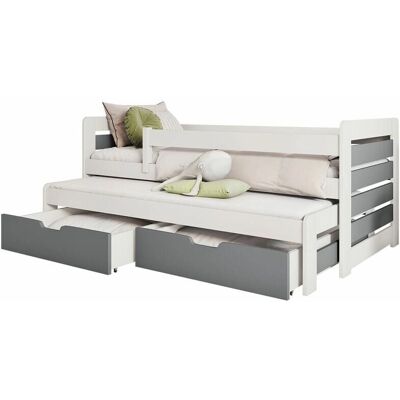 MOBILIER1 Cama Henderson 127 - Madera, Blanco y Gris - Origen UE MOBILIER1 Cama Henderson 127 - Madera, Blanco y Gris - Origen UE