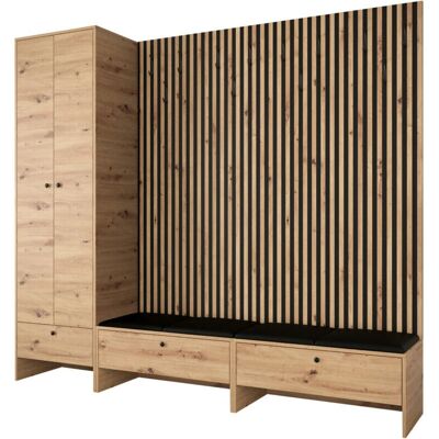 MOBILIER1 Hartford 484 - Conjunto de pasillo con cuero ecológico y aglomerado laminado MOBILIER1 Hartford 484 - Conjunto de pasillo con cuero ecológico y aglomerado laminado