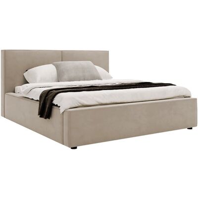 Mobilier1 Cama doble Clovis 117 - Tapizada, Con somieres, Elevación de gas Mobilier1 Cama doble Clovis 117 - Tapizada, Con somieres, Elevación de gas