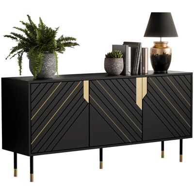 Gabinete de Muebles Charlotte P100 - Push to open, MDF, Negro, 154x72x40cm Gabinete de Muebles Charlotte P100 - Push to open, MDF, Negro, 154x72x40cm