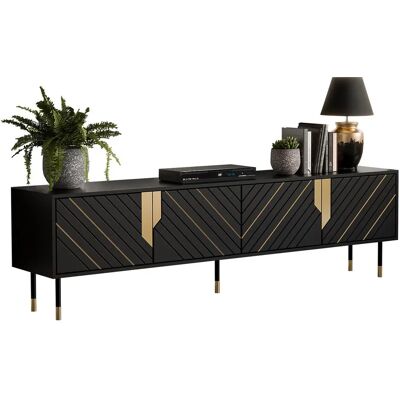 MUEBLES Charlotte P104 - Kovové nohy, černé, 204x55x40cm - Televizní stolek MUEBLES Charlotte P104 - Kovové nohy, černé, 204x55x40cm - Televizní stolek