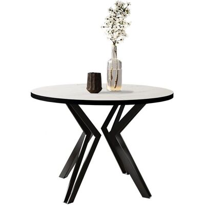 MOBILIER1 Mesa Oswego 111 Mármol Blanco Negro Extensible MOBILIER1 Mesa Oswego 111 Mármol Blanco Negro Extensible