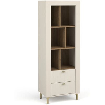 MUEBLES Estantería Ogden s102 - Abierta, con Cajones, Gris y Dorado MUEBLES Estantería Ogden s102 - Abierta, con Cajones, Gris y Dorado