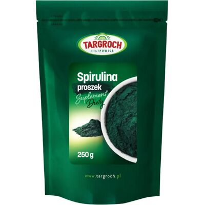 Proszek spiruliny Targroch 250 g - Wysoka zawartość białka, Jod, Żelazo Proszek spiruliny Targroch 250 g - Wysoka zawartość białka, Jod, Żelazo