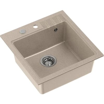 Évier en granit beige Quadron Peter 110 - Siphon manuel & Capuchon à vis - Publicité Évier en granit beige Quadron Peter 110 - Siphon manuel & Capuchon à vis - Publicité