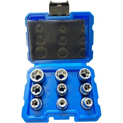 Zestaw 9 nasadek TORX SATRA E10-E24 do klucza 1/2" Zestaw 9 nasadek TORX SATRA E10-E24 do klucza 1/2"