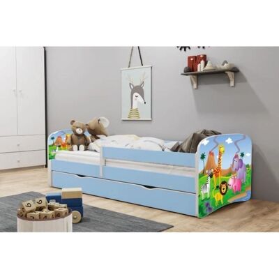 Lit enfant Kocot 140 x 70 cm avec tiroir et matelas Babydreams Safari Bleu - Publicité Lit enfant Kocot 140 x 70 cm avec tiroir et matelas Babydreams Safari Bleu - Publicité