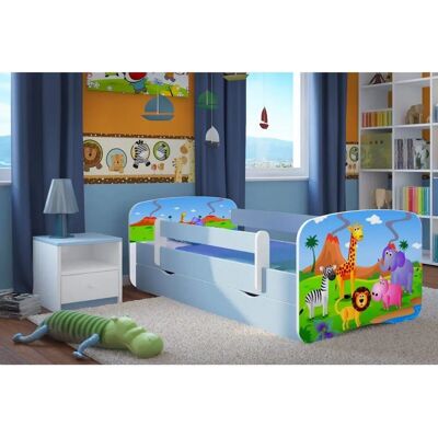 Lit pour enfants Babydreams Bleu Safari - Lit réversible avec tiroir - Publicité Lit pour enfants Babydreams Bleu Safari - Lit réversible avec tiroir - Publicité