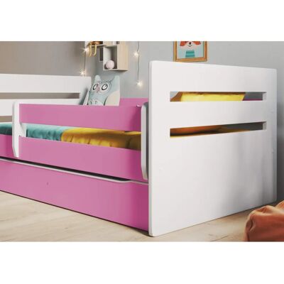 Cama 160 x 80 cm Kocot Kids avec tiroir et matelas - Rose - Publicité Cama 160 x 80 cm Kocot Kids avec tiroir et matelas - Rose - Publicité