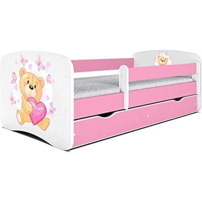 Lit enfant Kocot de 140 x 70 cm avec tiroir et matelas - Rose - Publicité Lit enfant Kocot de 140 x 70 cm avec tiroir et matelas - Rose - Publicité