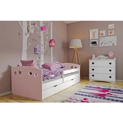 Lit enfant Kocot Rose pâle 140x80 cm avec tiroir et matelas - Lit pour enfants - Publicité Lit enfant Kocot Rose pâle 140x80 cm avec tiroir et matelas - Lit pour enfants - Publicité