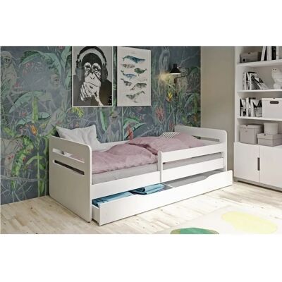 Cama infantil blanca Tomi con cajón de almacenamiento - Cama para niños Cama infantil blanca Tomi con cajón de almacenamiento - Cama para niños