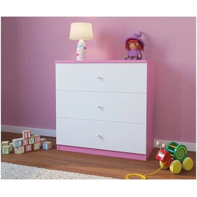 Commode Kocot Kids Rosa - Panneau Laminé de Haute Qualité - 3 Tiroirs - 80x80x41cm - Publicité Commode Kocot Kids Rosa - Panneau Laminé de Haute Qualité - 3 Tiroirs - 80x80x41cm - Publicité