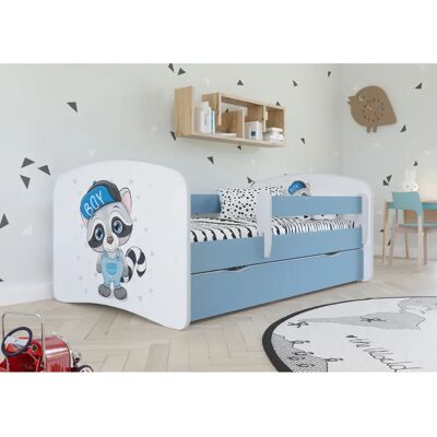 Lit enfant Babydreams bleu - 160x80 cm avec tiroir et rambarde - Publicité Lit enfant Babydreams bleu - 160x80 cm avec tiroir et rambarde - Publicité