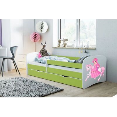 Lit bébé Kocot Kids avec rangement - Vert, 180x80cm - Publicité Lit bébé Kocot Kids avec rangement - Vert, 180x80cm - Publicité