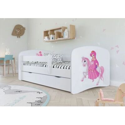 Lit Bébé Kocot Kids avec Matelas - Blanc, 140x70cm, Thème Princesse - Publicité Lit Bébé Kocot Kids avec Matelas - Blanc, 140x70cm, Thème Princesse - Publicité