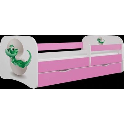 Lit enfant Kocot Baby Dino rose avec tiroirs réversibles - Publicité Lit enfant Kocot Baby Dino rose avec tiroirs réversibles - Publicité