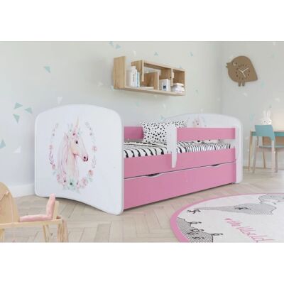 Lit pour enfants Babydreams Rose - 160x80 Cm avec tiroir et barrière - Publicité Lit pour enfants Babydreams Rose - 160x80 Cm avec tiroir et barrière - Publicité