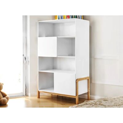 Estantería de 2 puertas Kocot Kids Victor - Blanco y Roble Estantería de 2 puertas Kocot Kids Victor - Blanco y Roble