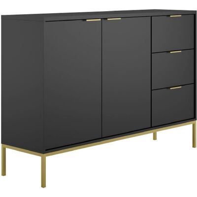 Černý a zlatý Buffet AUZTY - 2 Dveře 3 Šuplíky, Moderní Design Černý a zlatý Buffet AUZTY - 2 Dveře 3 Šuplíky, Moderní Design