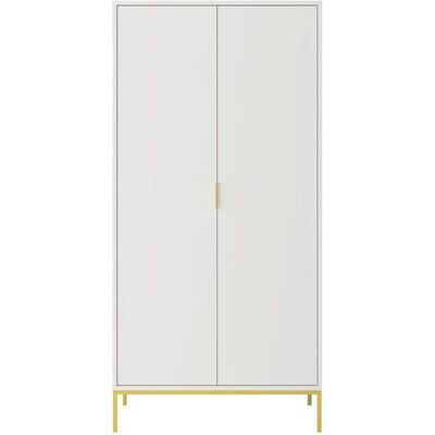 Armario Seattle de AUZTY - 100x55x205cm, blanco, detalles en metal Armario Seattle de AUZTY - 100x55x205cm, blanco, detalles en metal