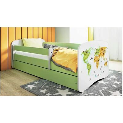 Babydreams Grünes Kinderbett 140x70 cm mit Schublade & Matratze Babydreams Grünes Kinderbett 140x70 cm mit Schublade & Matratze