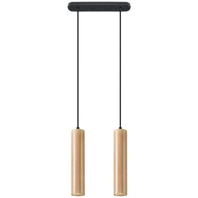 Lámpara colgante doble Sollux Lighting Lino Madera Natural GU10 Lámpara colgante doble Sollux Lighting Lino Madera Natural GU10