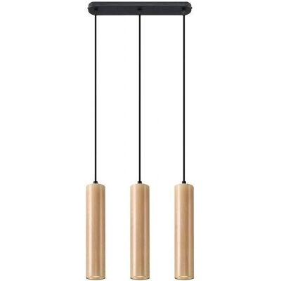 Lustre triple Sollux Lighting Lino Bois Naturel GU10 - Suspension - Publicité Lustre triple Sollux Lighting Lino Bois Naturel GU10 - Suspension - Publicité