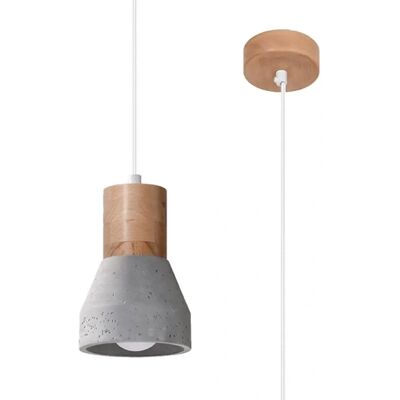 Sollux Qubic Concrete Grey Wooden Pendant Light - Ceiling Lamp Sollux Qubic Concrete Grey Wooden Pendant Light - Ceiling Lamp