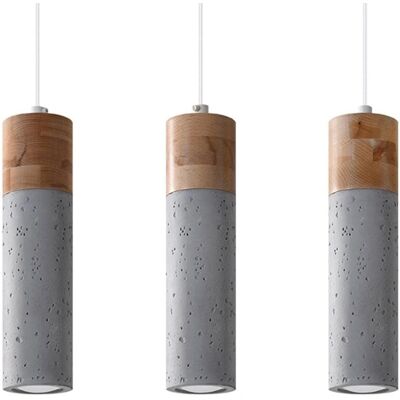 Sollux Lighting Zane Pendelleuchte - Modernes Grau & Holz Sollux Lighting Zane Pendelleuchte - Modernes Grau & Holz